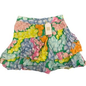 NWT Emily McCarthy Flora Cheetah Tiered Mini Skirt Multicolor Size Small